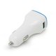 Автомобильный USB-адаптер 2USB 2100мА, белый с синим кольцом Jilion 9537081